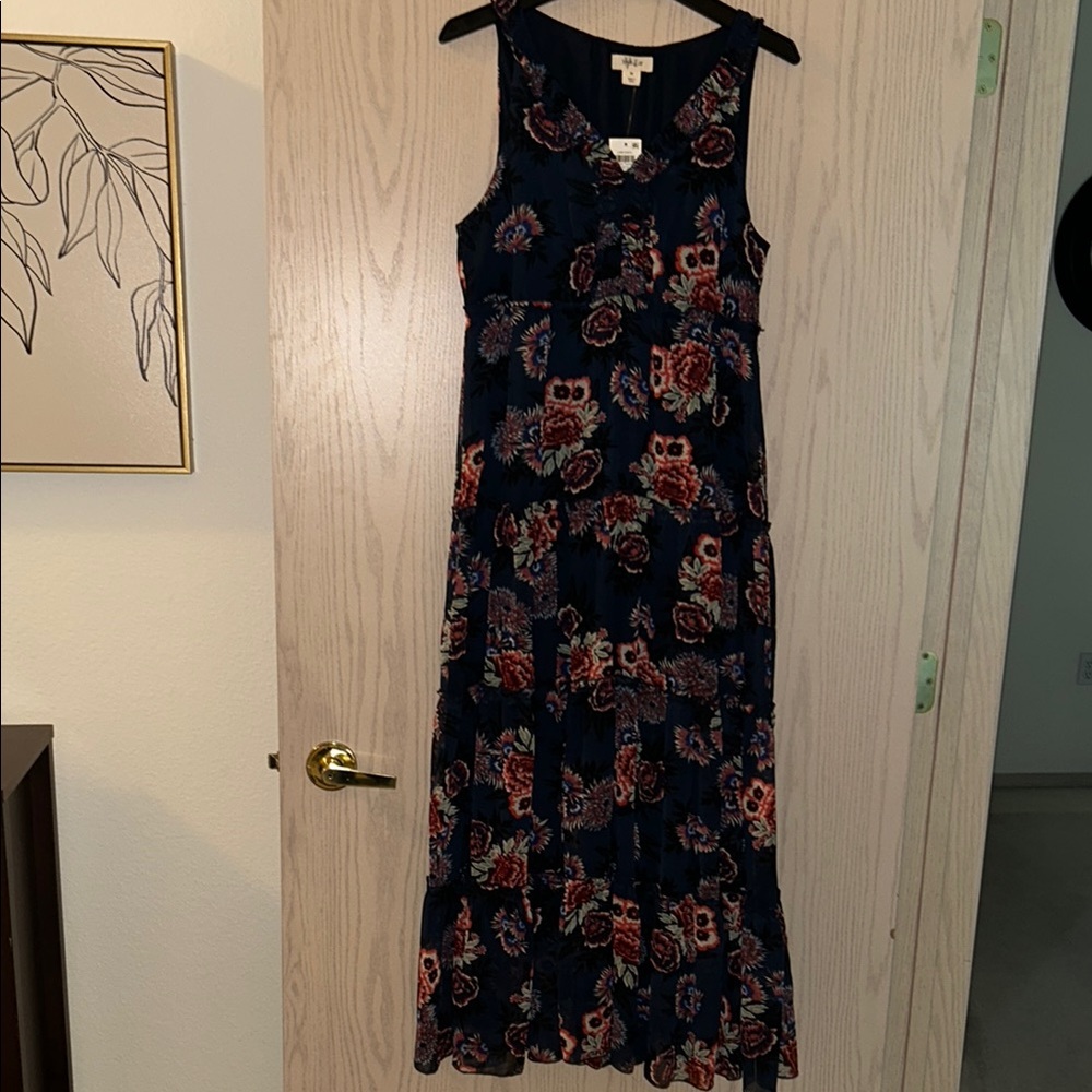 Style & Co. Navy blue and red Sleeveless Maxi Sundress